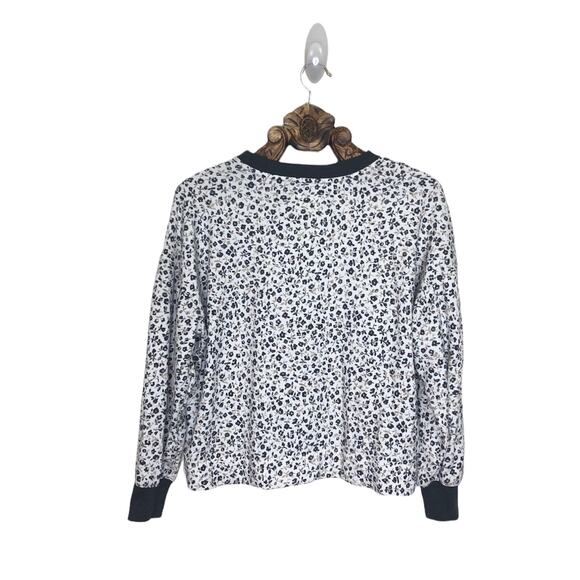 Lou and Grey Sweatshirt Floral Pattern Contrast Crew Neck Cotton Blend Medium - Picture 2 of 7